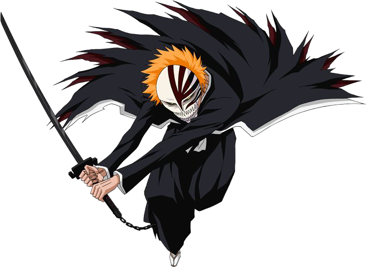 Manga Ichigo Kurosaki Transparent Background (black)