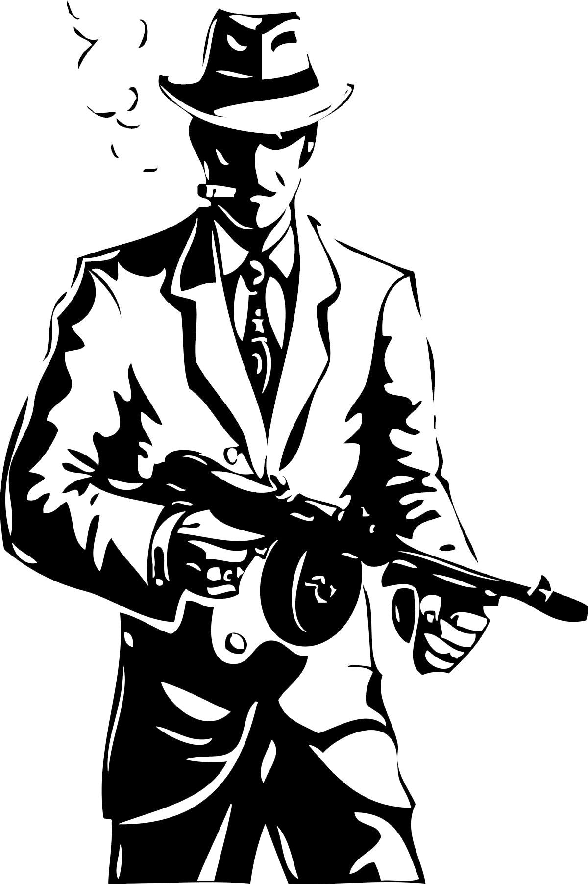 Gangster Vector Png Hd Image (black, white)