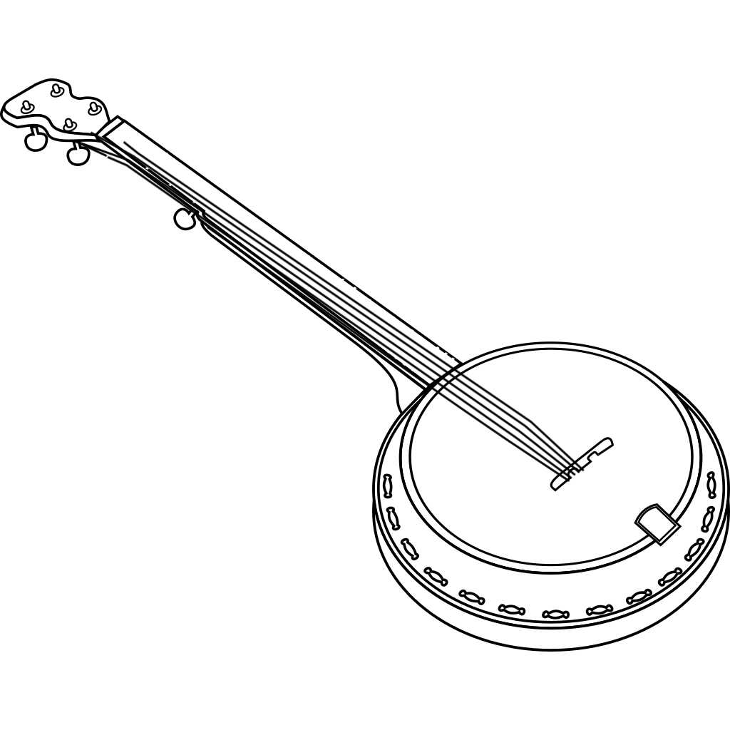 Banjo Mandolin Guitar Transparent Png (white, silver, black)