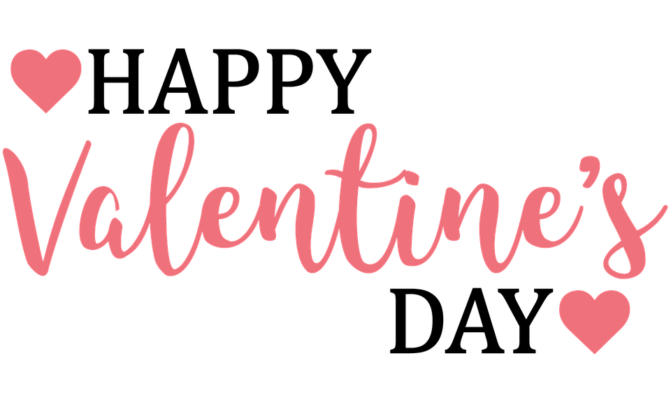 Banner Valentines Day Text Png File (salmon, black)