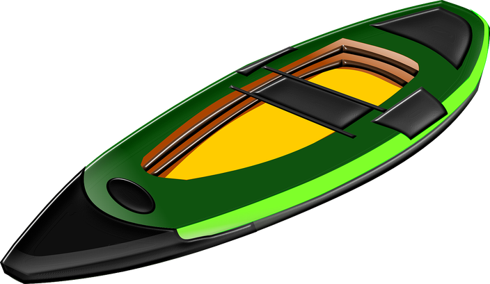 Canoe Png Isolated Image (black, green, gold)