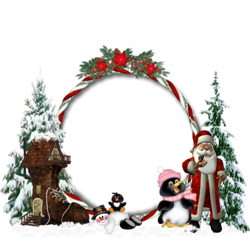 Santa Christmas Frame Transparent Png (black, white)