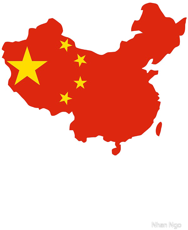 Map China Flag Png File (black, gold, red)