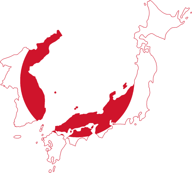 Japan Map (black, red, white)