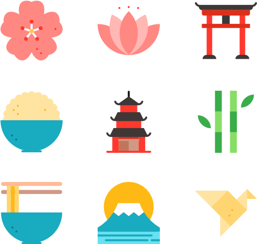 Japan Png Pic (teal, orange, black, salmon, pink)