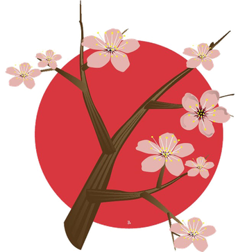 Japanese Art Png Free Download (pink, maroon, chocolate, black, white)