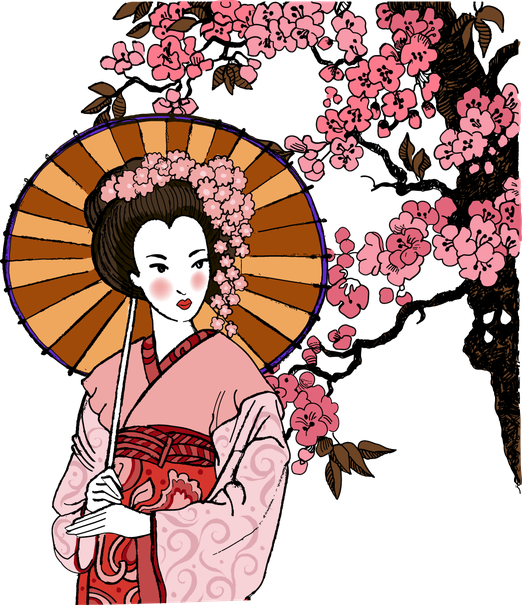 Japanese Art Png Transparent (pink, chocolate, black, salmon, white)