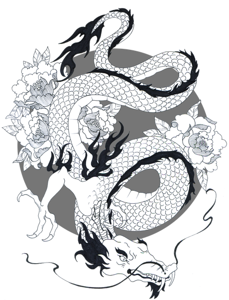 Japanese Dragon Png Clipart (white, gray, lavender, black)