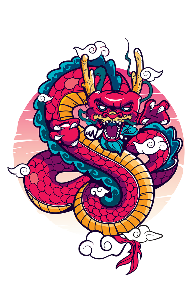 Japanese Dragon Png Hd Image (white, purple, black, red, salmon)