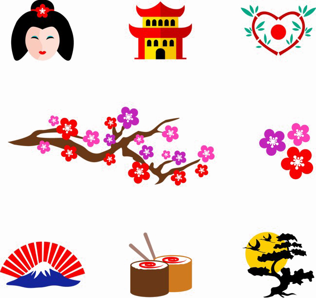 Japanese Elements Png Clipart (black, maroon, white)