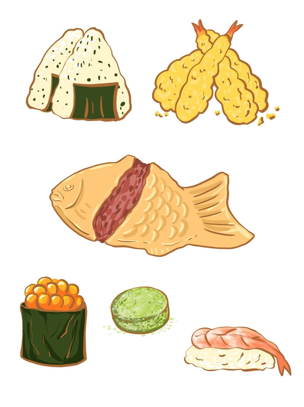 Japanese Food Sushi Png Images (chocolate, white, green, beige, salmon)