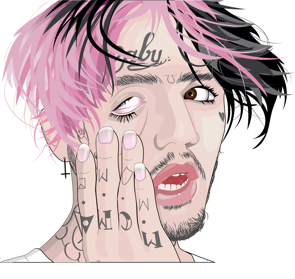 Rapper Lil Peep Transparent Png (plum, pink, black, beige)