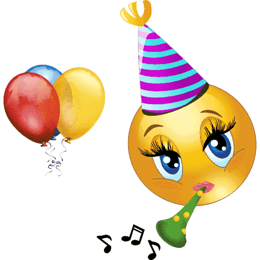 Happy Birthday Emoji Png File (orange, beige, gray, black, gold)