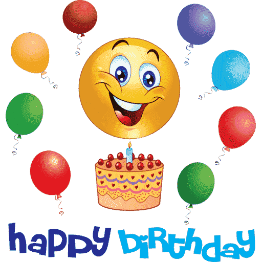 Happy Birthday Emoji Transparent Png (orange, teal, green, red, gray)