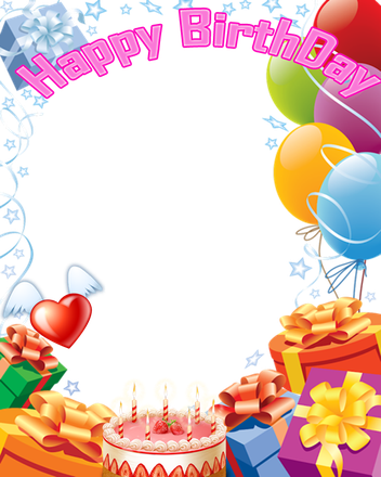 Happy Birthday Frame Png Clipart (salmon, chocolate, white, black, silver)