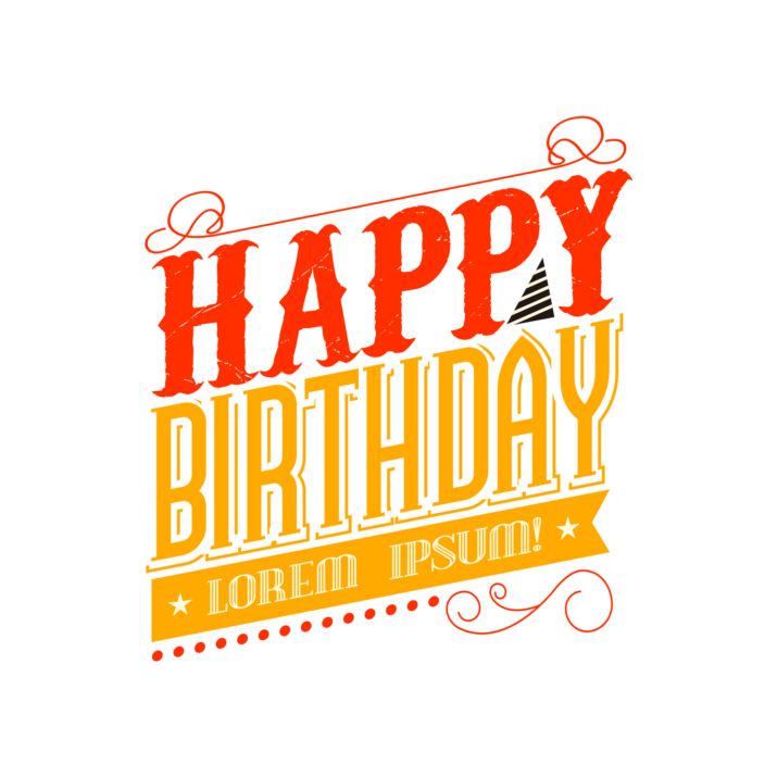 Happy Birthday Text Png Photo (black, red, orange)