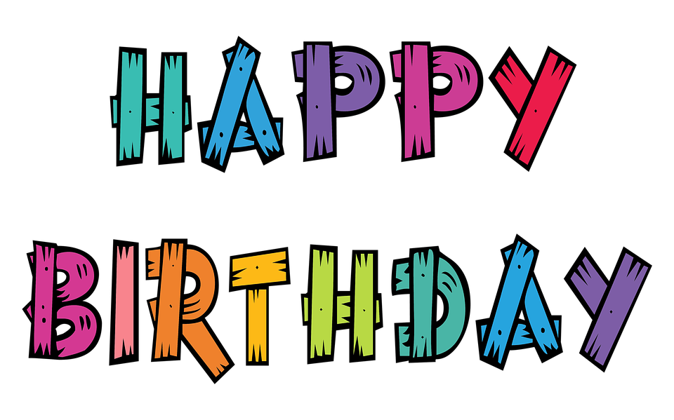 Happy Birthday Text Png Transparent Image (teal, salmon, olive, black, gold)