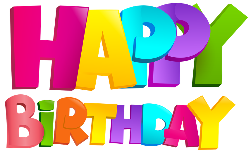 Happy Birthday Text Transparent Png (greenish blue, yellow, chocolate, black, gold)