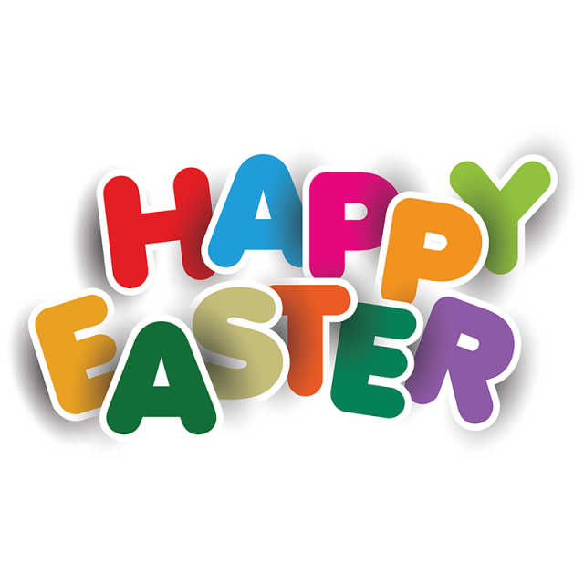 Happy Easter Png File (gray, orange, white, green, red)