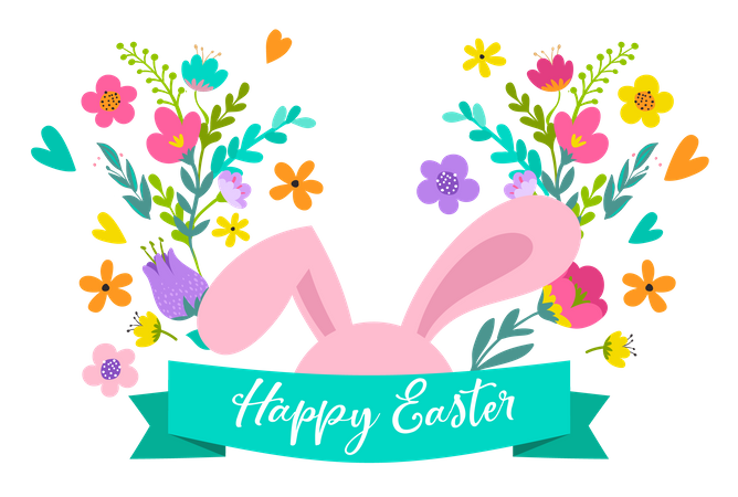 Happy Easter Png Image File (greenish blue, black, pink, plum)