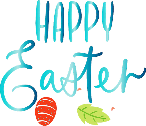 Happy Easter Text Png Picture (black, silver)