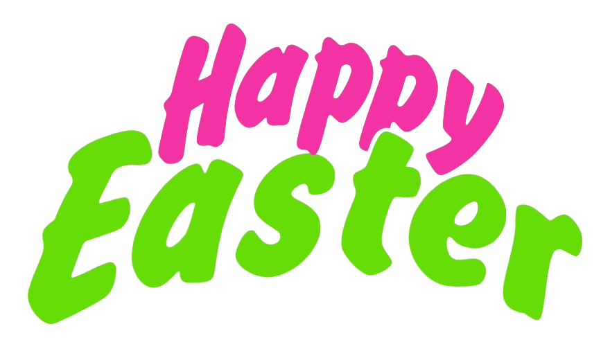 Happy Easter Text Transparent Background (salmon, olive, white)