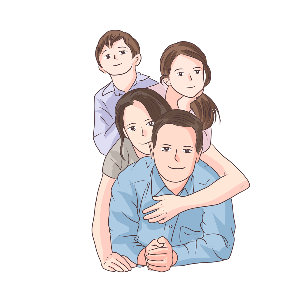 Happy Family Vector Png Hd Isolated (beige, black, silver, pink)