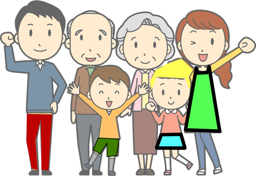 Happy Family Vector Png Image (black, gray, lime, beige)