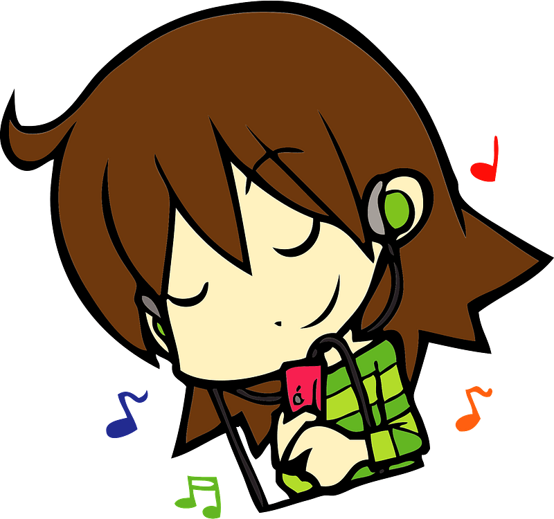 Happy Girl Listening Music Clipart Png (beige, maroon, black, gray)