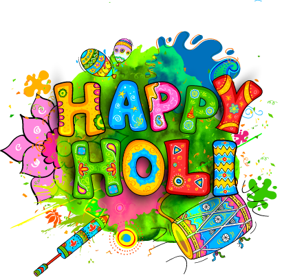 Happy Holi Background Png (orange, teal, white, violet, gold)