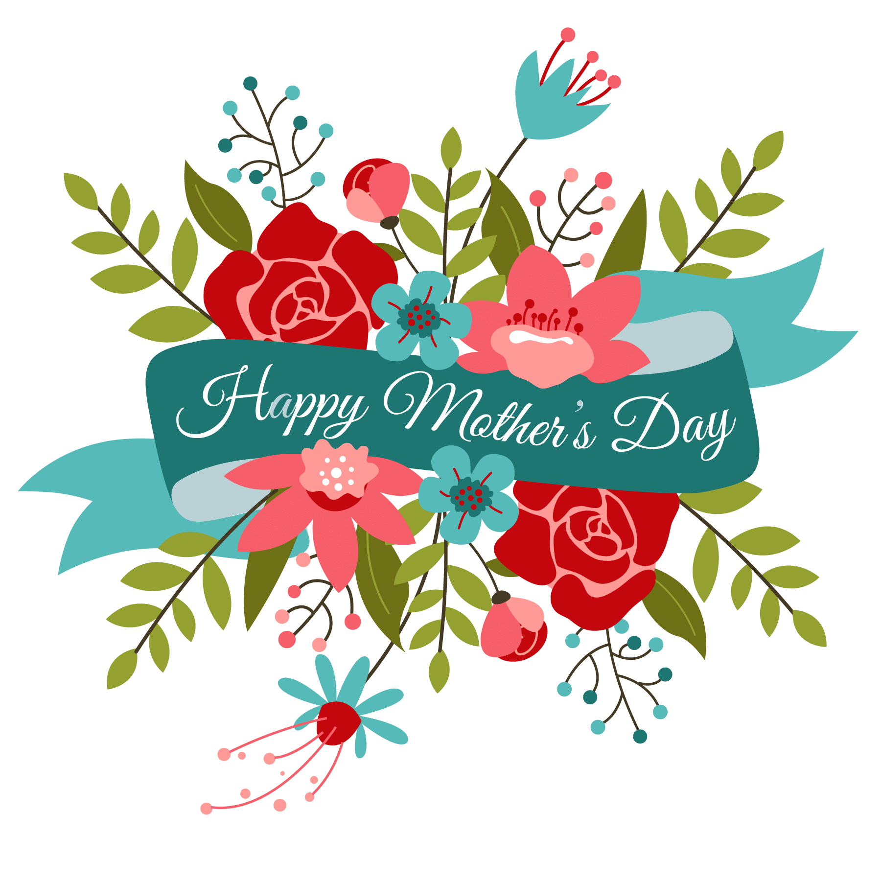 Happy Mothers Day Text Png File (teal, gray, black, silver, salmon)