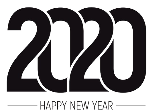 Happy New Year 2020 Png Pic (white, gray, black)