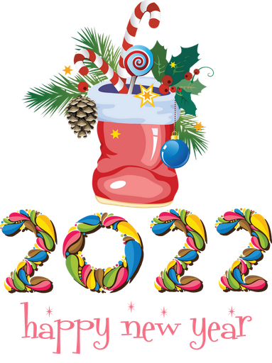 Happy New Year 2022 Png Image (black, salmon, lavender)