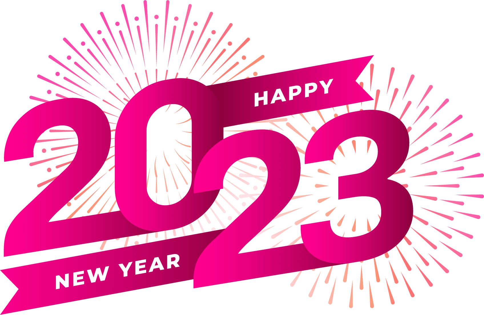 Happy New Year 2023 Png Cutout (purple, black, purplish red)