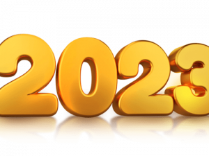 Happy New Year 2023 Png File 300X225 (gold, black, orange)