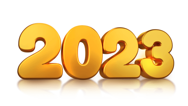 Happy New Year 2023 Png File (gold, chocolate, gray, orange)