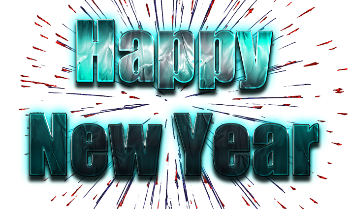 Happy New Year Word Png Clipart (greenish blue, black, gray, white)