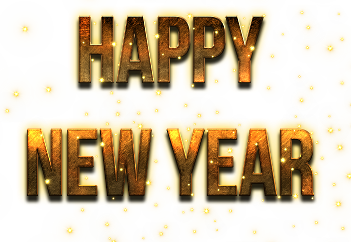 Happy New Year Word Png Free Image (black, orange)