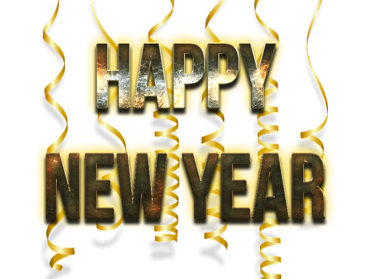 Happy New Year Word Png Image (gold, white, black, lavender, silver)