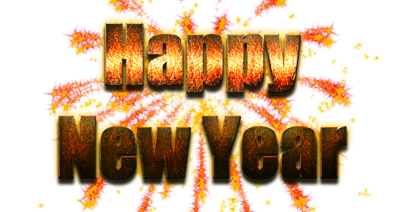 Happy New Year Word Png (chocolate, white, yellow, black, red)