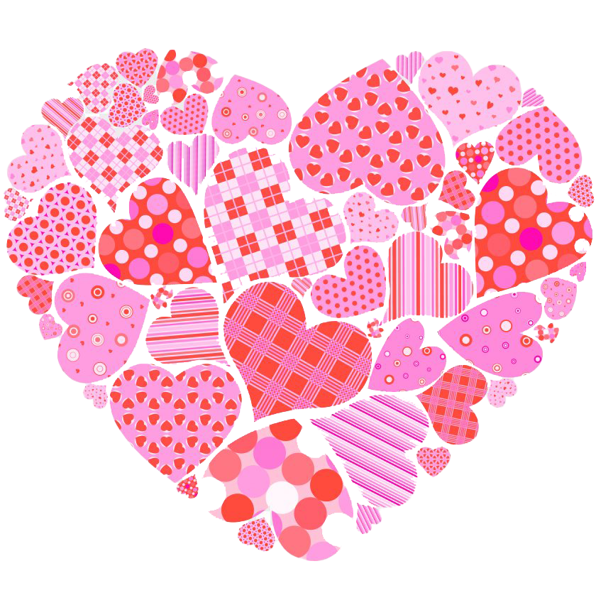 Happy Valentines Day Heart Transparent (violet, salmon, white, plum)