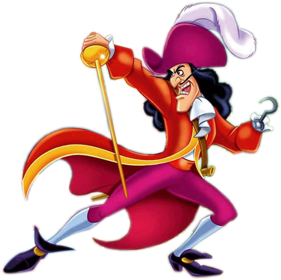 Captain Hook Png Transparent (black, white, red, lavender)