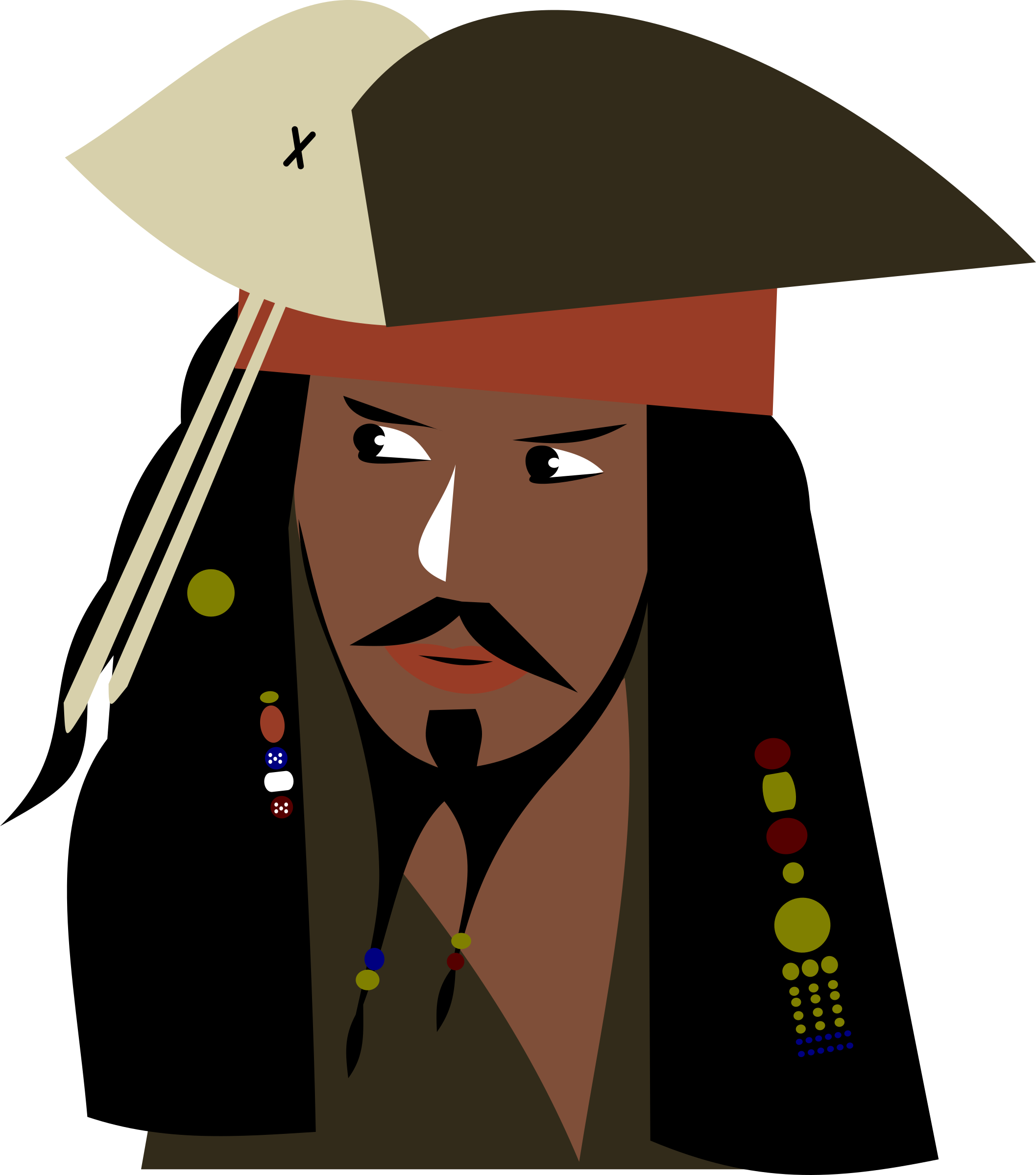 Captain Jack Sparrow Png Image (black, chocolate, olive, silver)