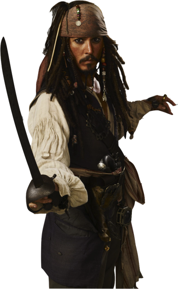 Captain Jack Sparrow Png Isolated Clipart (black)