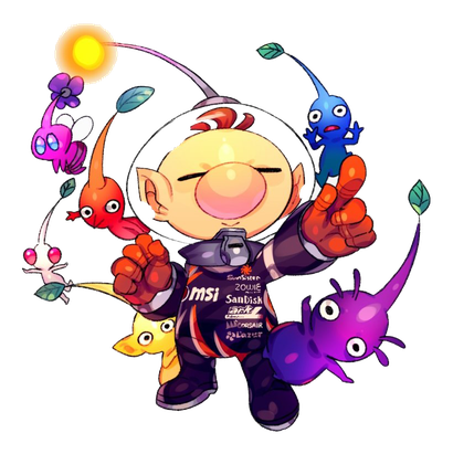 Captain Olimar Transparent Background (black, white, pink)