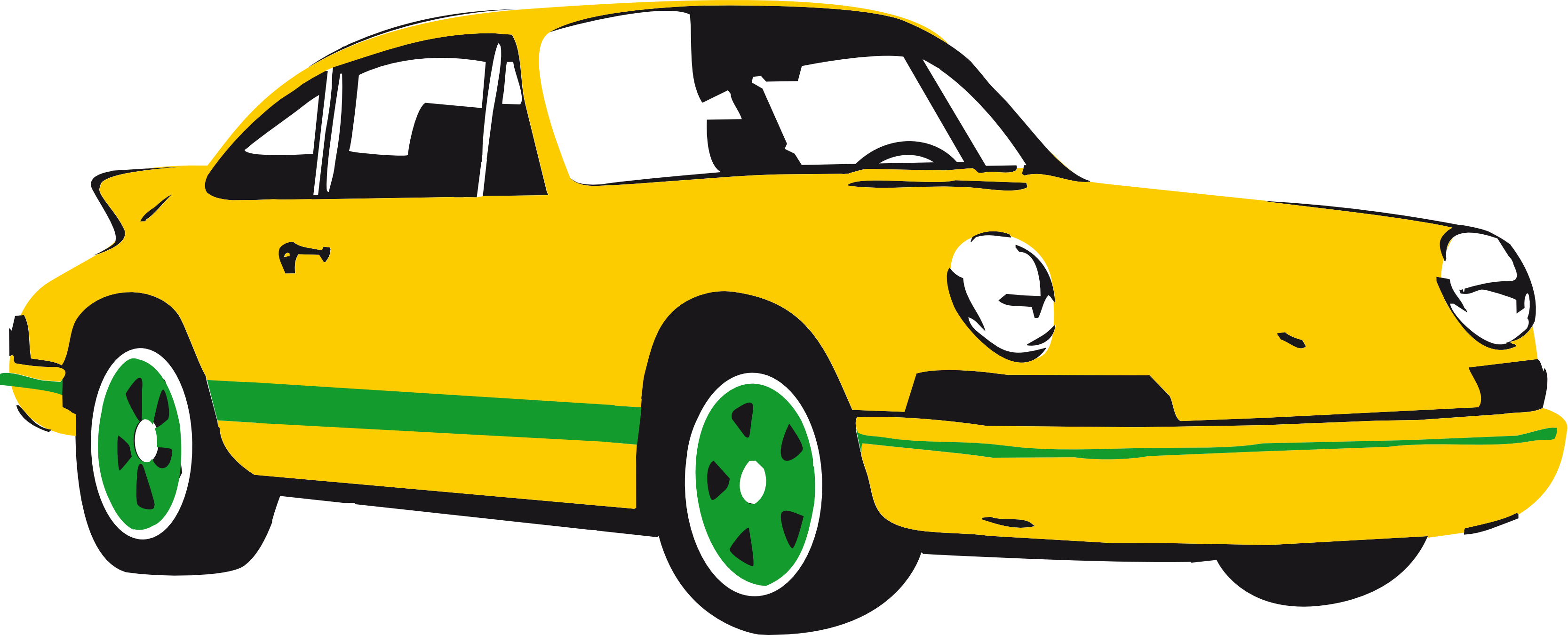 Car Cartoon Png Pic (white, black, gold)