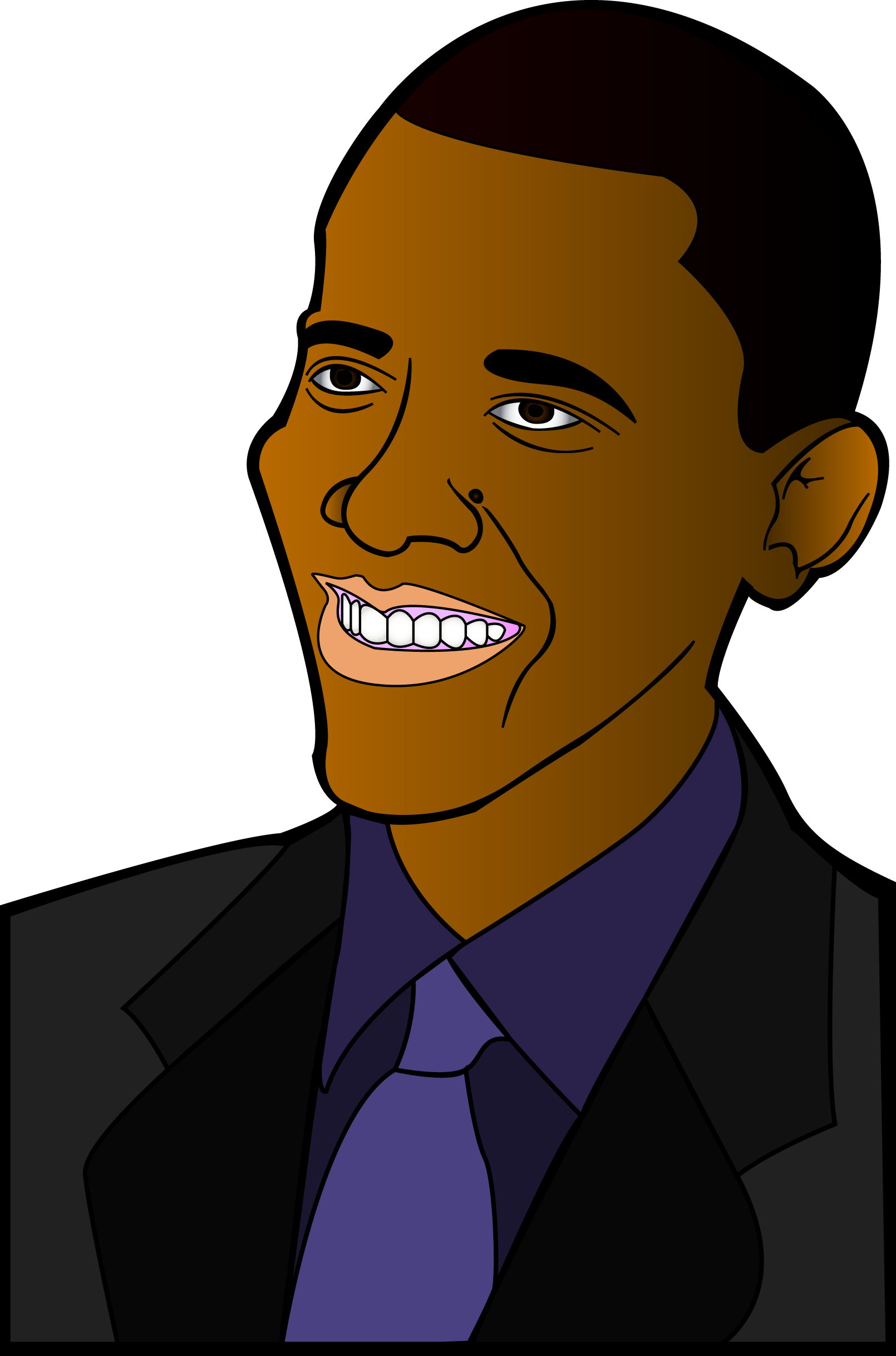 Barack Obama Vector Face Png (black, indigo)