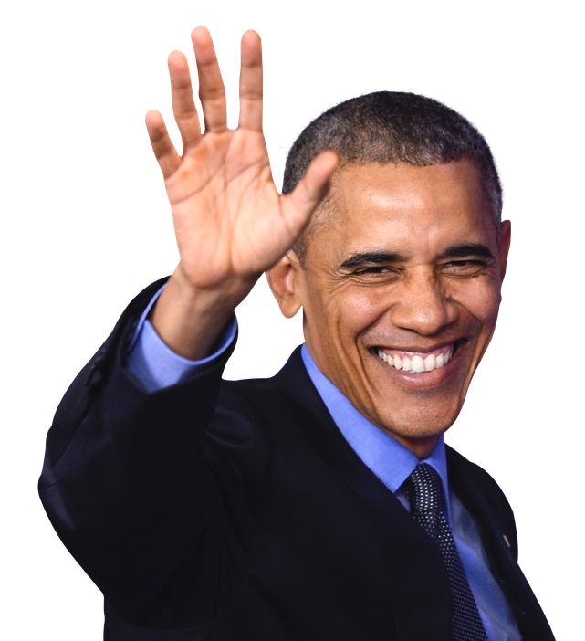 Barack Obama Waving Hand Png (black)