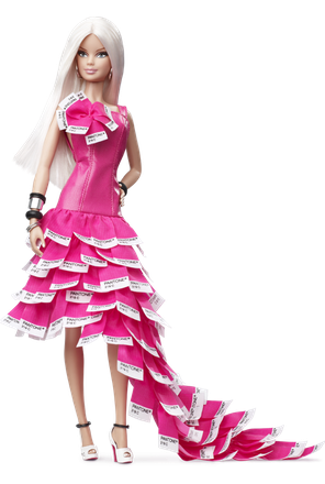 Barbie Doll Princess Pink Dress Png (black)