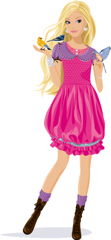 Barbie Doll Vector Pink Dress Png (salmon, pink, lavender, black)